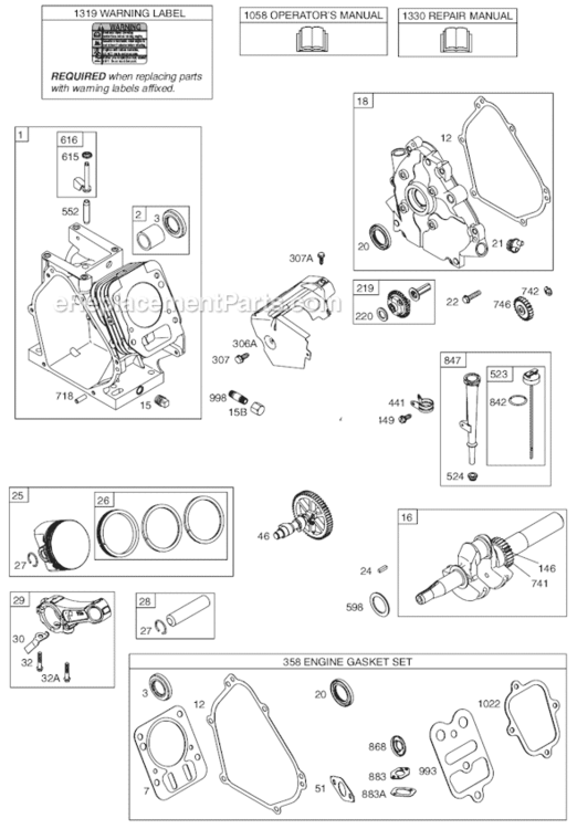 Page A Diagram and Parts List for 12A300 0100-0917 Briggs and Stratton Engine